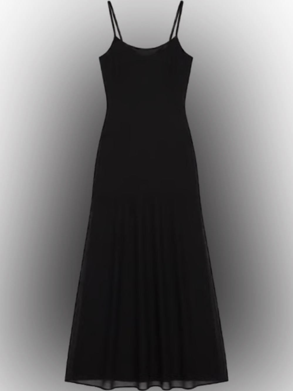 Bershka Black Maxi Slip Dress with Thin Straps